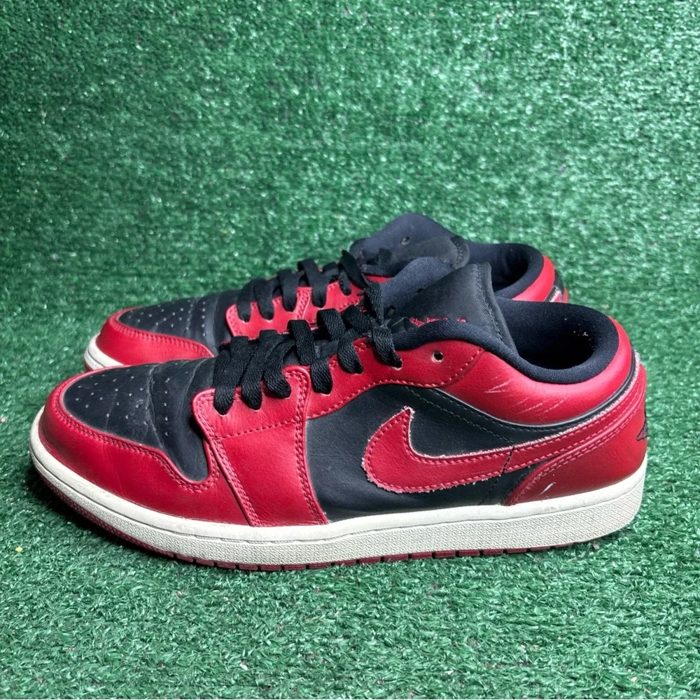 Air Jordan 1 Low Red Black Bred Men's Lifestyle‎ Basketball Sneakers Size 9.5